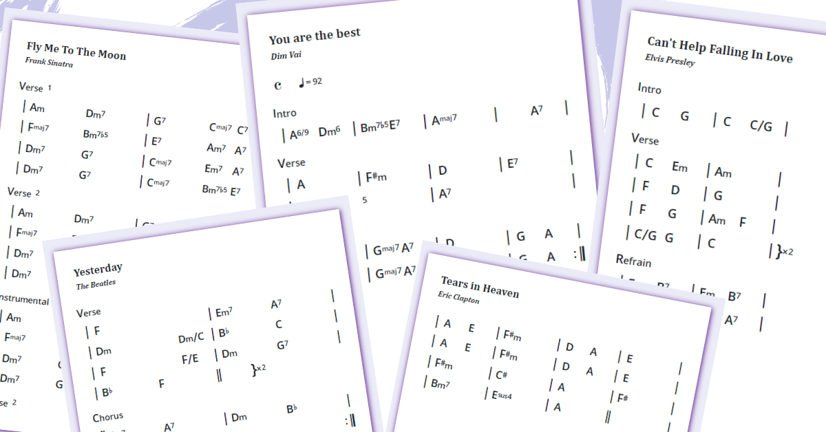 Five samples of ChordPage chord sheets