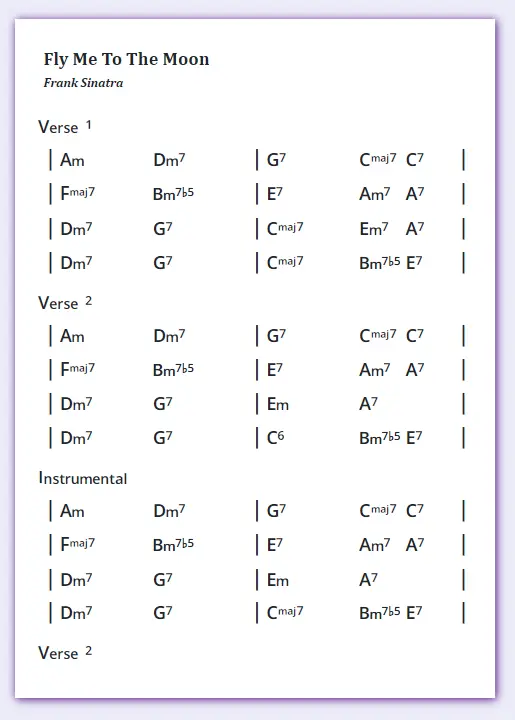 Fly Me To The Moon Chords